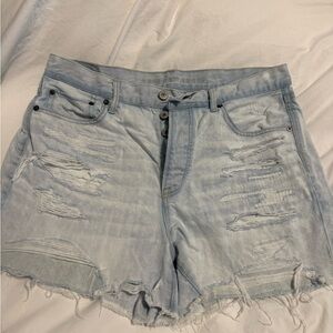 American eagle boyfriend style Light Blue Distressed Denim Shorts